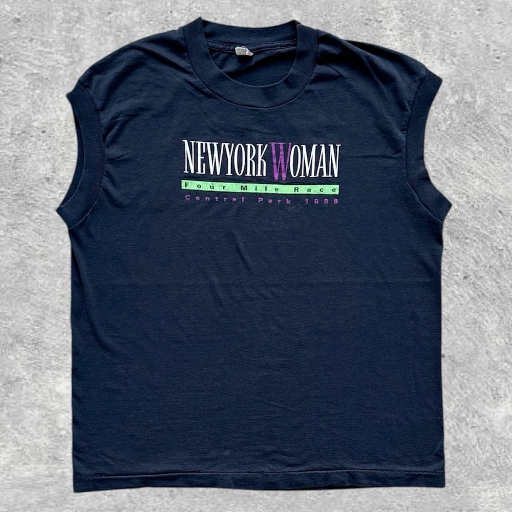 Vtg 1988 New York Woman Race Sleeveless T Screen Stars L 20.5x24 Athleisure